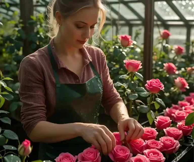 Pracownik produkcji kwiatów Holandia